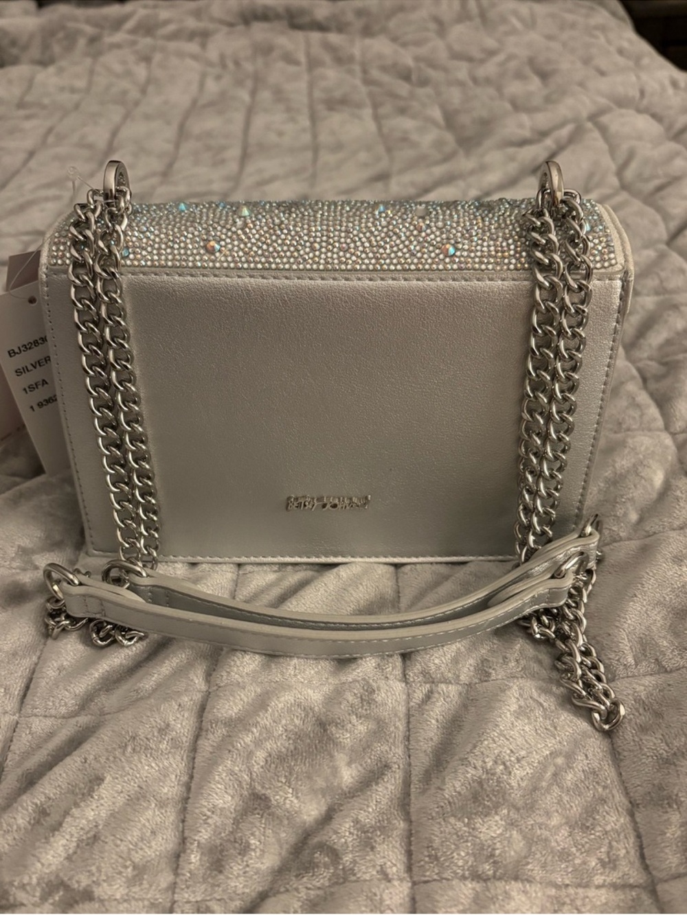 Betsey Johnson Silver Crystal-Embellished Shoulder Bag - Picture 2 of 5